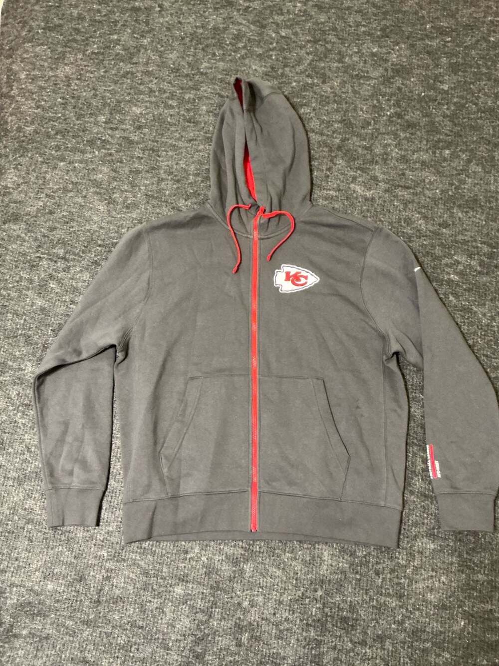 Nike NFL Kansas City Chiefs Full-Zip Hoodie Charcoal Mens Size Large Color Gray